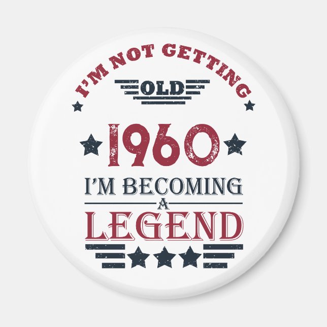 Personalized vintage birthday red blue magnet (Front)