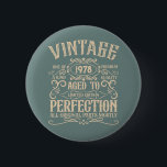 Personalized vintage birthday whiskey label themed 2 inch round button<br><div class="desc">You can add some originality to your wardrobe collection with this vintage classic birthday graphic design with awesome typography font lettering. It is a great gift idea for men, women, husbands, wives, girlfriends, and boyfriends who will love this one-of-a-kind artwork. It is the best amazing and fun holiday present for...</div>