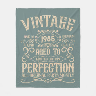 Personalized vintage birthday whiskey label themed fleece blanket