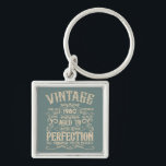 Personalized vintage birthday whiskey label themed keychain<br><div class="desc">You can add some originality to your wardrobe collection with this vintage classic birthday graphic design with awesome typography font lettering. It is a great gift idea for men, women, husbands, wives, girlfriends, and boyfriends who will love this one-of-a-kind artwork. It is the best amazing and fun holiday present for...</div>