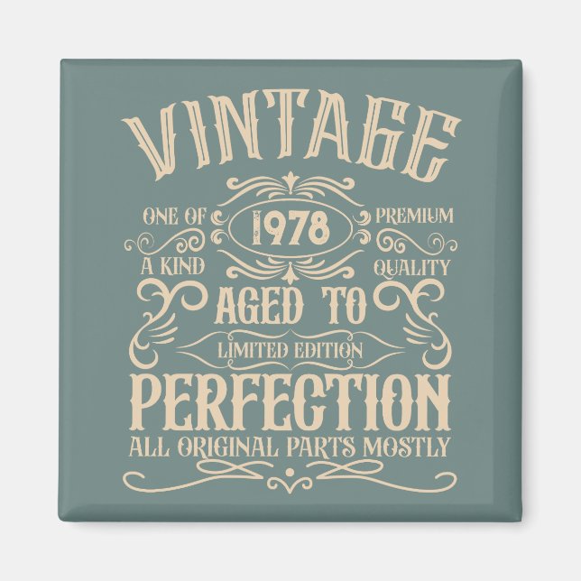 Personalized vintage birthday whiskey label themed magnet (Front)