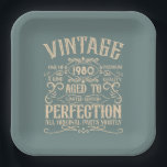 Personalized vintage birthday whiskey label themed paper plate<br><div class="desc">You can add some originality to your wardrobe collection with this vintage classic birthday graphic design with awesome typography font lettering. It is a great gift idea for men, women, husbands, wives, girlfriends, and boyfriends who will love this one-of-a-kind artwork. It is the best amazing and fun holiday present for...</div>