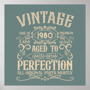 Personalized vintage birthday whiskey label themed poster