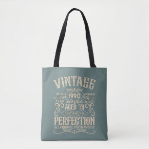 Personalized vintage birthday whiskey label themed tote bag