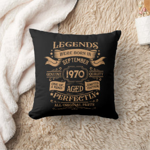 Personalized vintage birthday whiskey label throw pillow