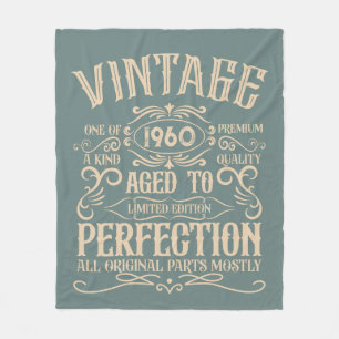Personalized vintage birthday whiskey themed fleece blanket