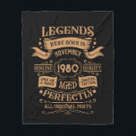 Personalized vintage birthday whiskey themed fleece blanket<br><div class="desc">You can add some originality to your wardrobe collection with this vintage classic birthday graphic design with awesome typography font lettering. It is a great gift idea for men, women, husbands, wives, girlfriends, and boyfriends who will love this one-of-a-kind artwork. It is the best amazing and fun holiday present for...</div>