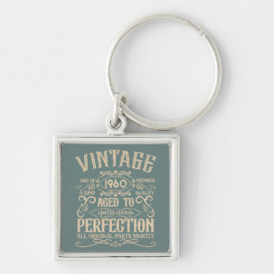 Personalized vintage birthday whiskey themed keychain