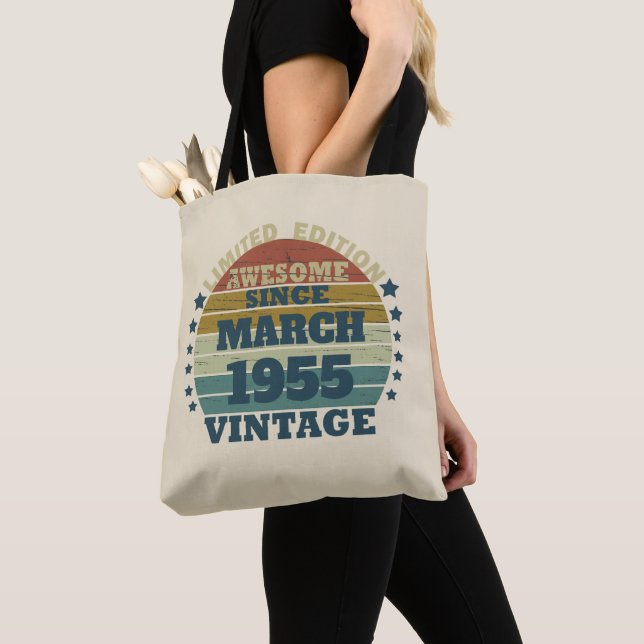 Personalized vintage birthday womens gift tote bag (Close Up)