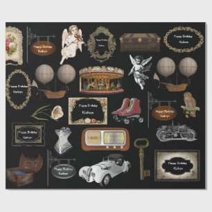 Personalized Vintage Birthday Wrapping Paper