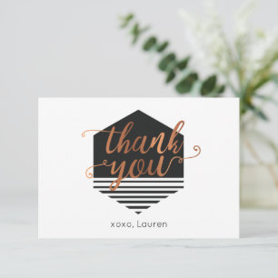 Personalized Vintage Black & Gold  Flat Thank You Card