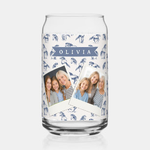 Personalized Vintage Blue Horse Classic Country Can Glass