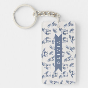 Personalized Vintage Blue Horse Classic Country Keychain