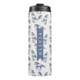 Personalized Vintage Blue Horse Classic Country Thermal Tumbler