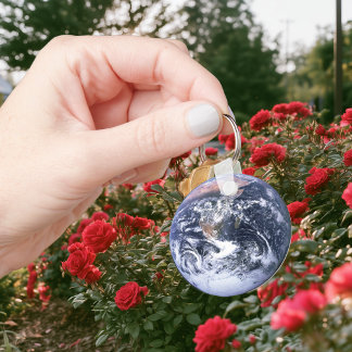 Personalized Vintage Blue Marble Earth Keychain