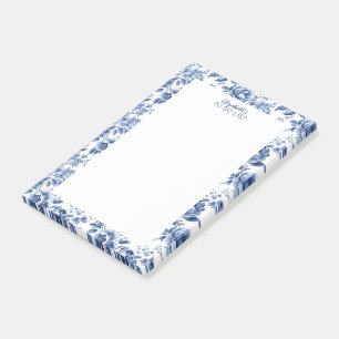 Personalized Vintage Blue White Floral Post-it Notes