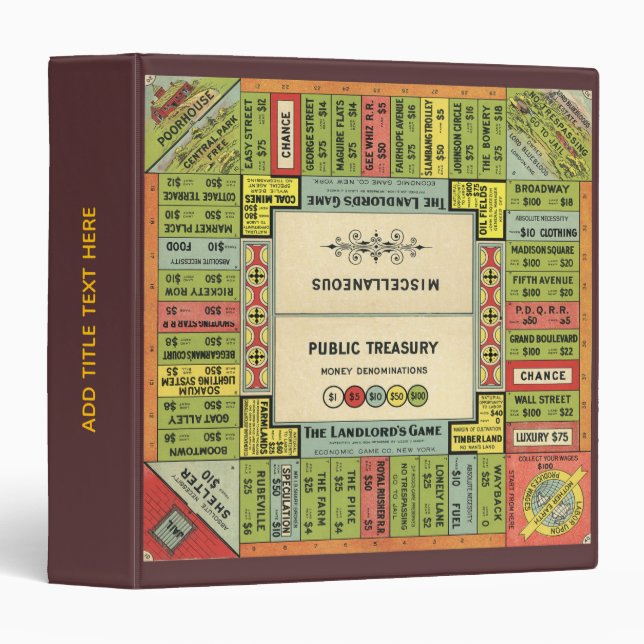 Personalized Vintage Board Game 3-Ring Binder (Front/Spine)