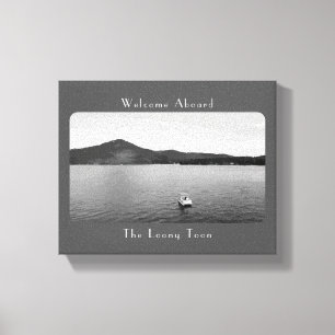Personalized Vintage Boat Decor Gray Pontoon