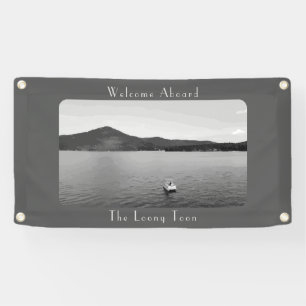 Personalized Vintage Boat Decor Grey Pontoon Banner