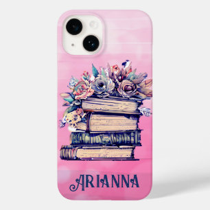 Personalized Vintage Books and Roses Case-Mate iPhone 14 Case
