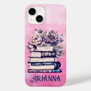Personalized Vintage Books and Roses Case-Mate iPhone 14 Case