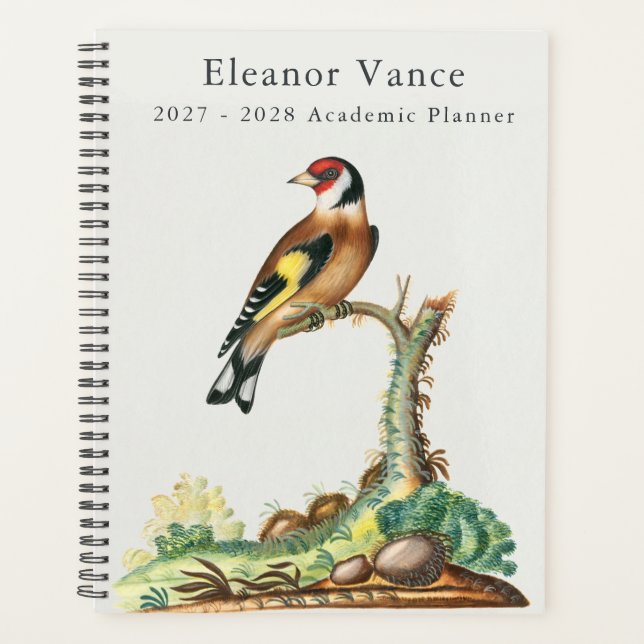 Personalized Vintage Botanical Bird Academic Planner (Front)