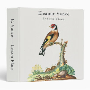 Personalized Vintage Botanical Bird Teacher Binder