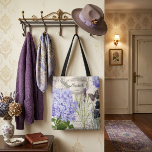 Personalized Vintage botanical tote bag