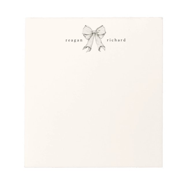 Personalized Vintage Bow Stationery Notepad (Front)