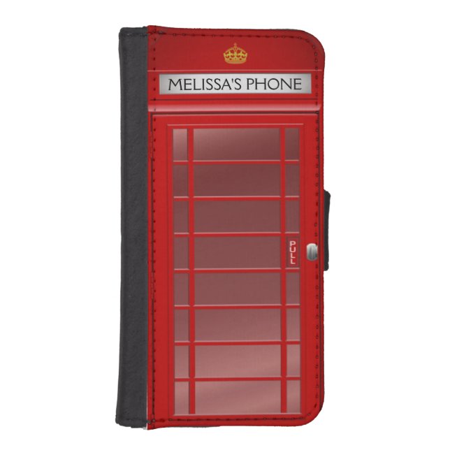 Personalized Vintage British Telephone Booth iPhone Wallet Case (Front)