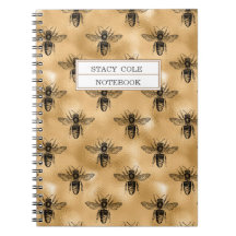 Personalized Vintage Brown & Black Honeycomb Bee