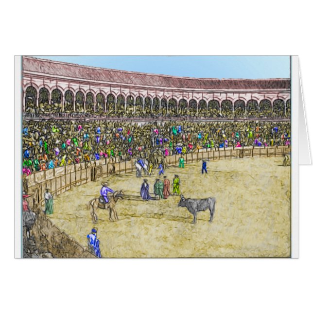 Personalized Vintage Bullfight Card (Front Horizontal)
