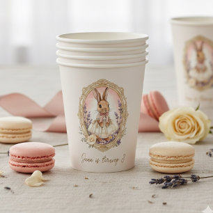 Personalized Vintage Bunny Birthday  Paper Cups