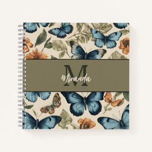 Personalized Vintage Butterfly Monogram Sketchbook Notebook