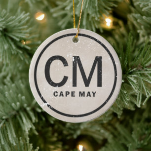 Personalized Vintage Cape May New Jersey Beach Ceramic Ornament