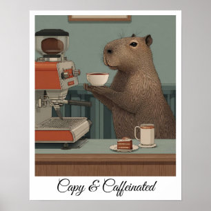 Personalized Vintage Capybara Coffee Shop Print