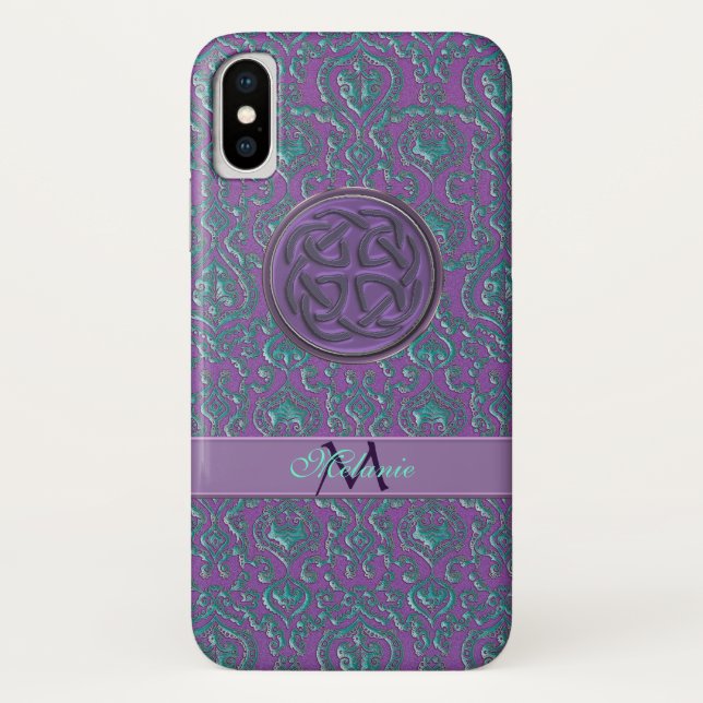 Personalized Vintage Celtic Knot iPhone X Case (Back)