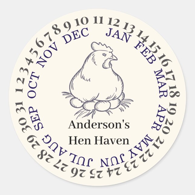 Personalized vintage chicken farm classic round sticker (Front)