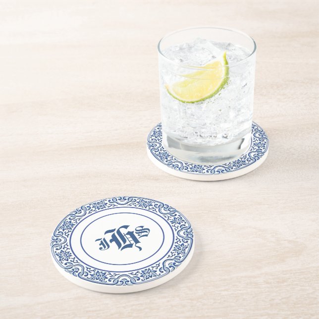 Personalized Vintage Chinoiserie Bird-Flower Art Coaster (Side)