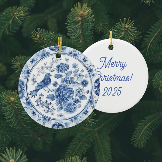 Personalized Vintage Chinoiserie  Plates  Ceramic Ornament (Personalize with your own message!)