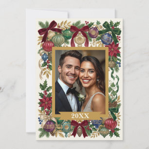 Personalized Vintage Christmas/Antique Ornaments Holiday Card