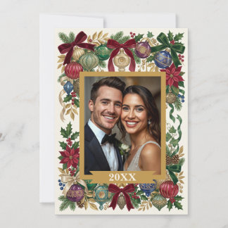 Personalized Vintage Christmas/Antique Ornaments Holiday Card