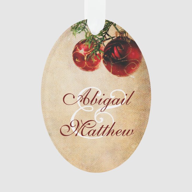 Personalized Vintage Christmas Bulbs Ornament (Front)