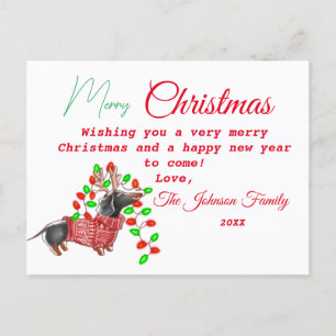 Personalized Vintage Christmas Doxie Postcard