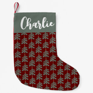 Personalized vintage Christmas stocking with trees