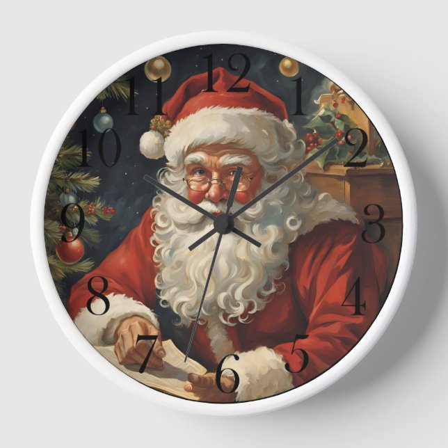 Personalized Vintage Christmas Wall Clock (Front)