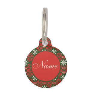 Personalized Vintage Christmas/winter patterned Pet Tag
