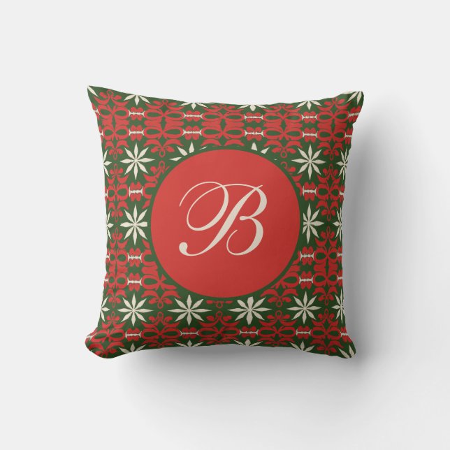 Personalized Vintage Christmas/winter patterned  Throw Pillow (Front)