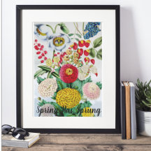 Personalized Vintage Chrysanthemum Poppy Lilac
