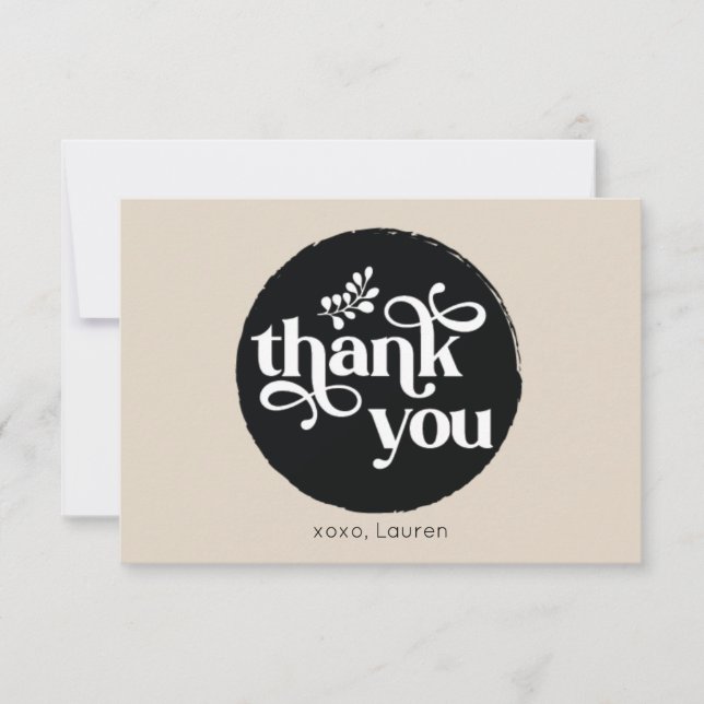 Personalized Vintage Circle Flat Thank You Card (Front)